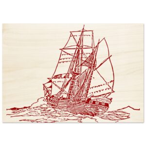 Vintage Sailboat Red Wood