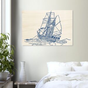 Vintage Sailboat Wood Print