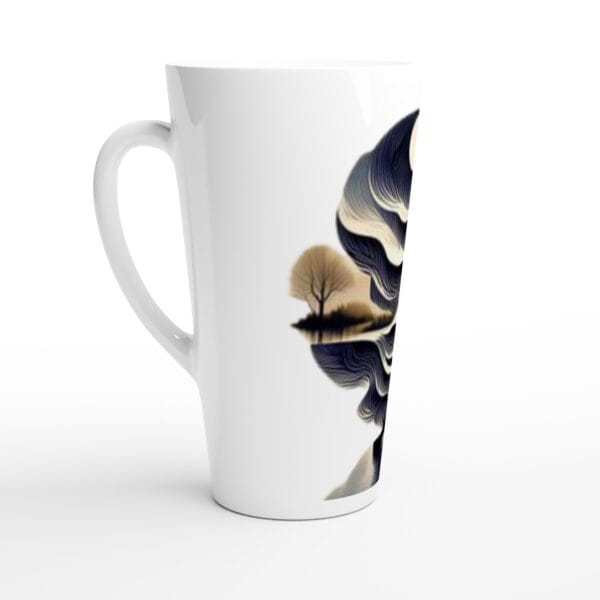 Silhouette Ceramic Latte Mug Serene Sunset Design - Image 3