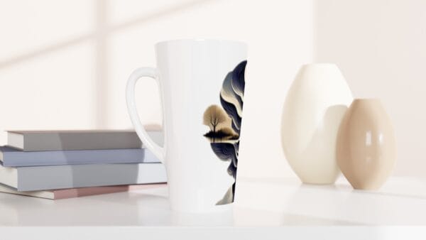 Silhouette Ceramic Latte Mug Serene Sunset Design - Image 7