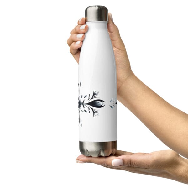 Floral Elegance Water Bottle Artistic Black and White Floral Design - Image 8