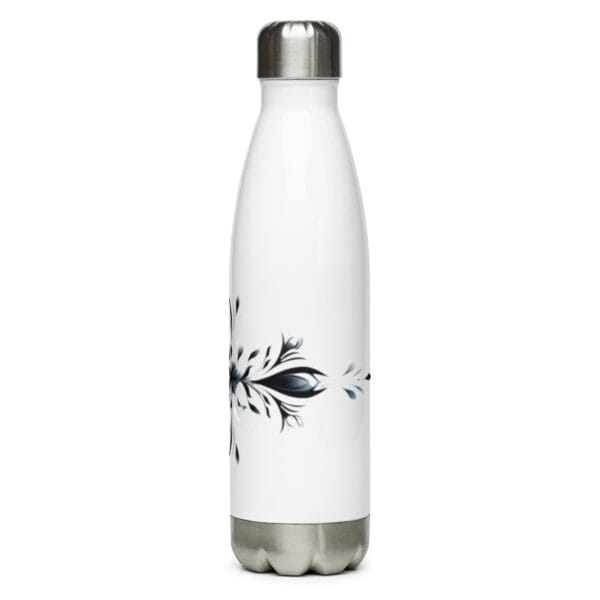 Floral Elegance Water Bottle Artistic Black and White Floral Design - Image 16