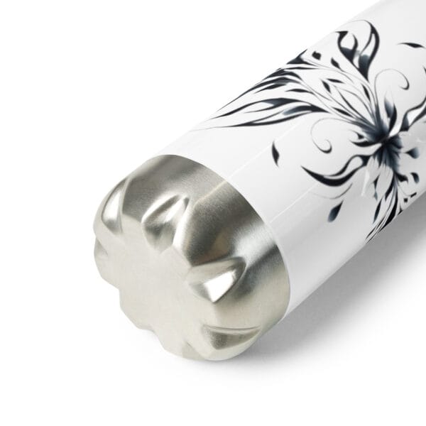 Floral Elegance Water Bottle Artistic Black and White Floral Design - Image 14