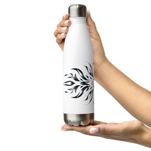 Floral Elegance Water Bottle Artistic Black and White Floral Design - Image 9