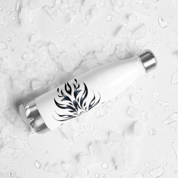 Floral Elegance Water Bottle Artistic Black and White Floral Design - Image 10