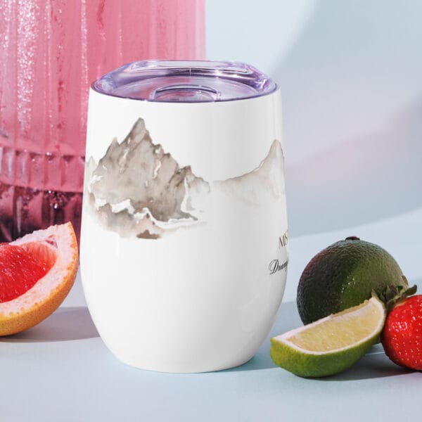 Insulated Wine Tumbler Mountain Watercolor Double Walled - Image 9