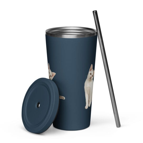 Insulated Tumbler with Straw Double-Wall Stainless Steel - Image 2