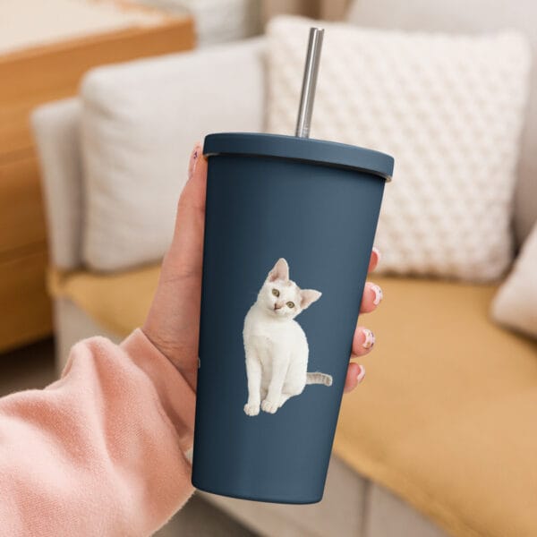 Insulated Tumbler with Straw Double-Wall Stainless Steel - Image 3