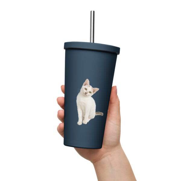 Insulated Tumbler with Straw Double-Wall Stainless Steel - Image 9