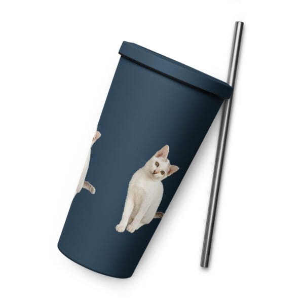 Insulated Tumbler with Straw Double-Wall Stainless Steel - Image 11