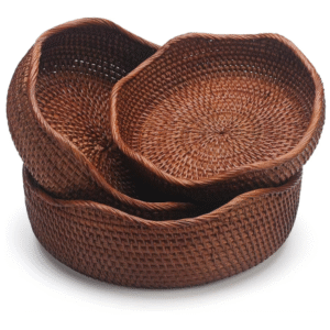 Handmade Woven Fruit Basket Set Boho Bread Basket for Rustic Dining and Kitchen Decor Ideal Fruit Basket Gift HadiArts USA