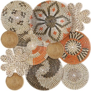 Basket Wall Decor Set – Boho Wicker Wall Art – Handwoven Bohemian Decor HadiArts USA